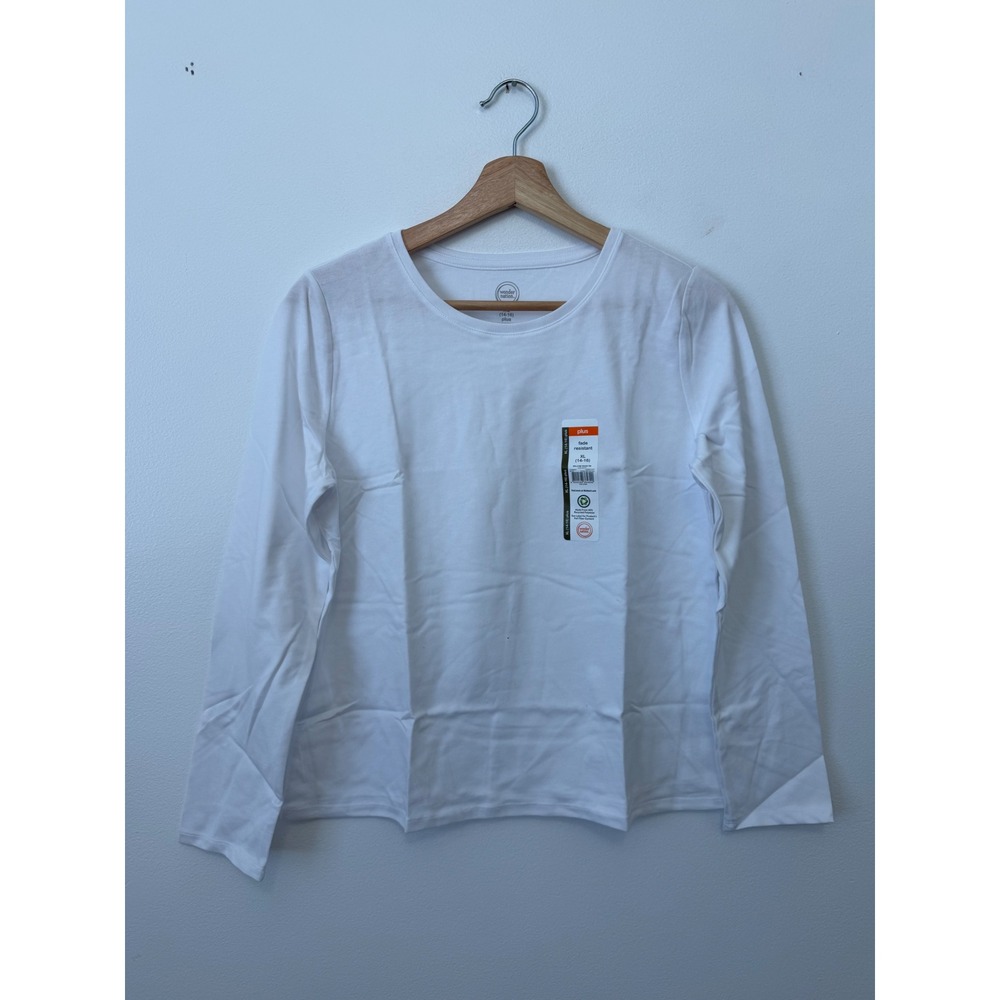 Wonder Nation Girls' Long Sleeve T-Shirt – White – Size XL (14-16 Plus) – NWT